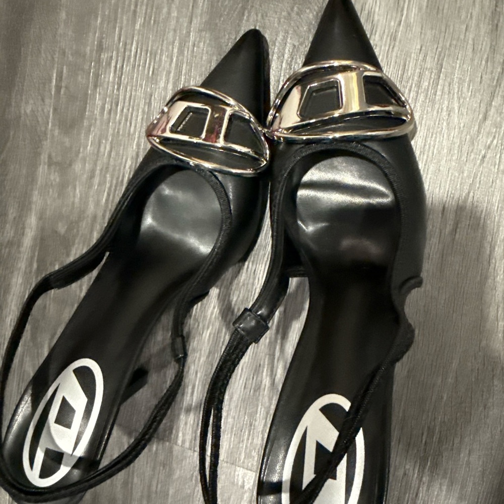 Authentic New DIESEL Elegant Black Slingback Heels